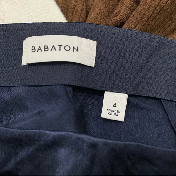 BABATON Aritzia Satin Slip Mini Skirt Navy Blue 4 - Picture 5 of 7